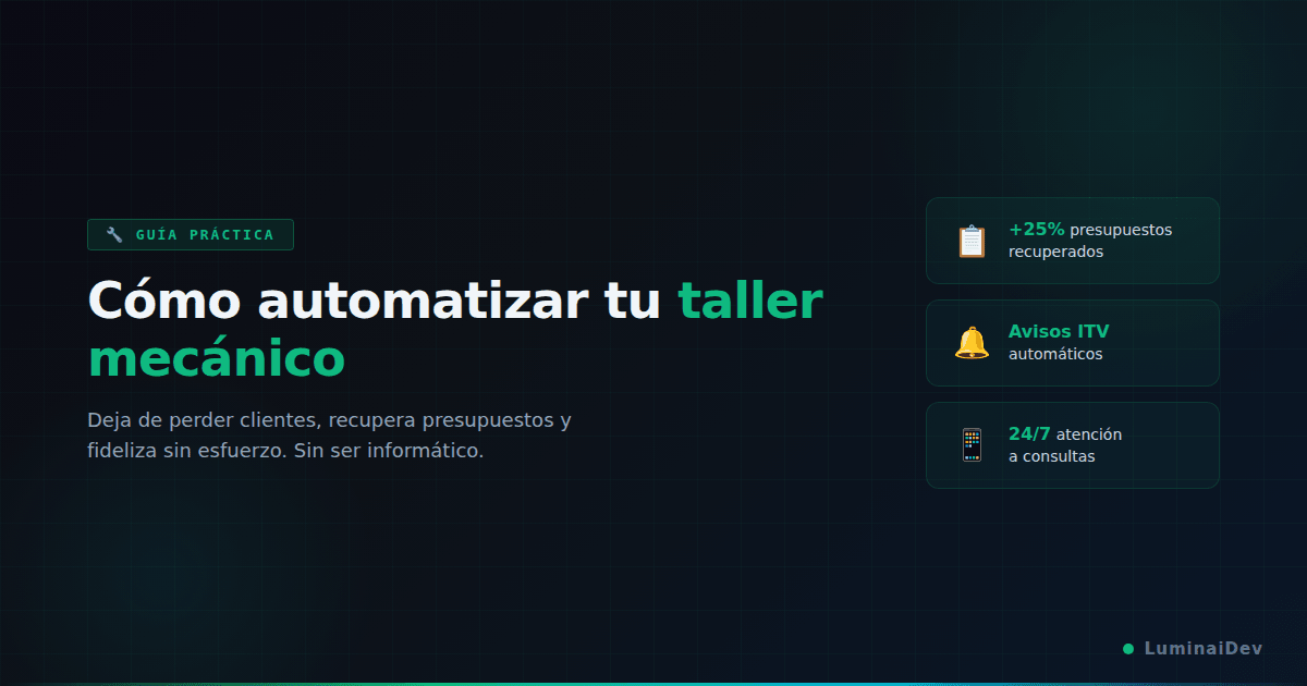 Cómo automatizar un taller mecánico: guía práctica para no perder clientes y dejar de apagar fuegos