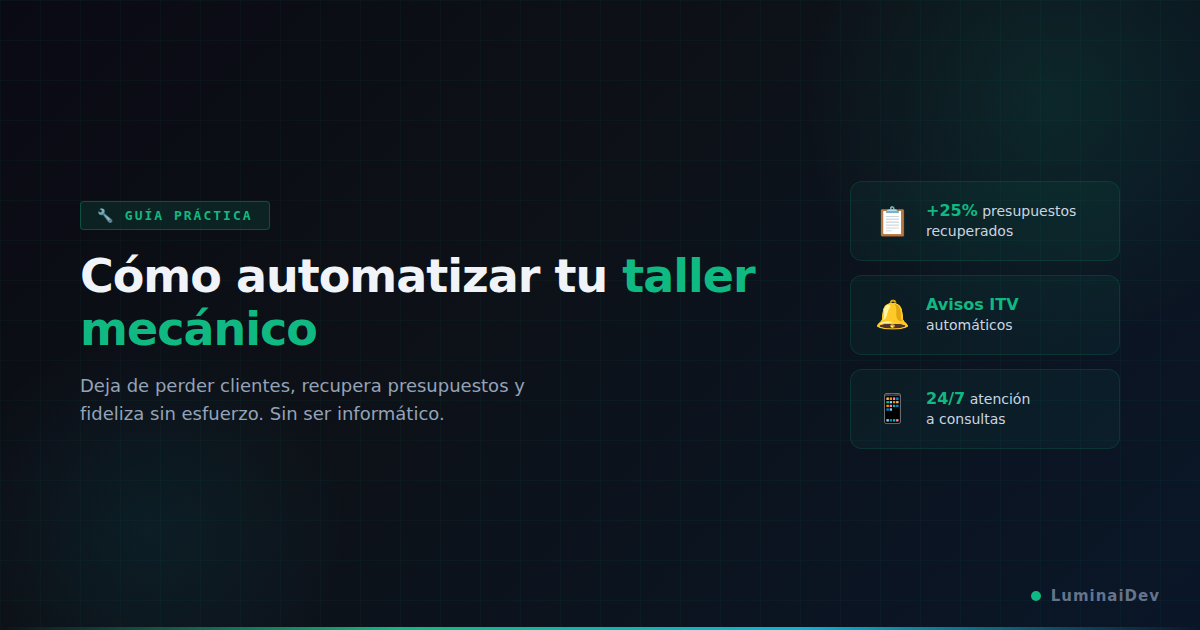 Cómo automatizar un taller mecánico: guía práctica para no perder clientes y dejar de apagar fuegos